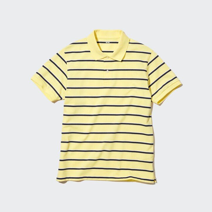 moška polo majica uniqlo dry pique s črtami bela