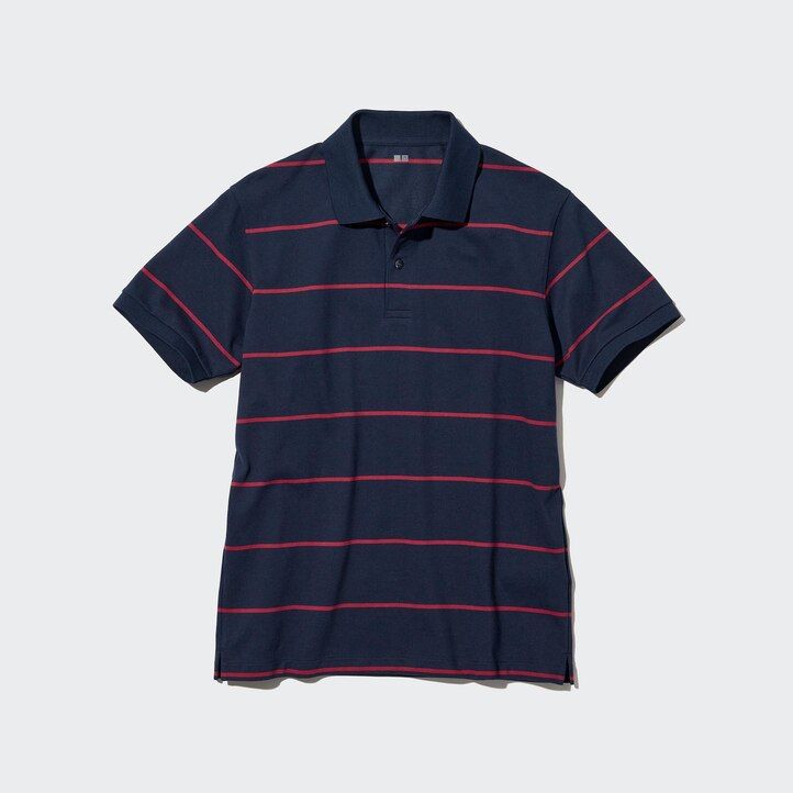 moška polo majica uniqlo dry pique s črtami bela