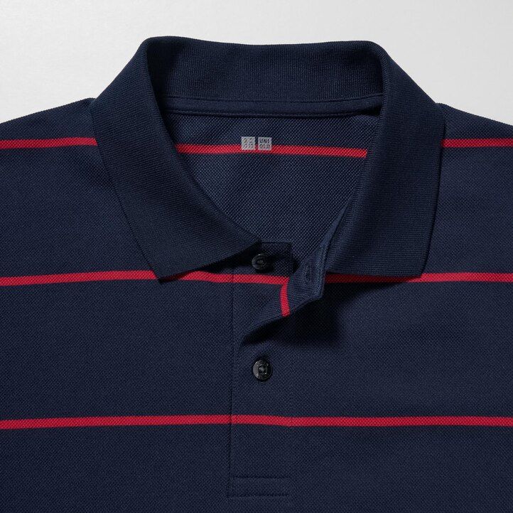 moška polo majica uniqlo dry pique s črtami bela
