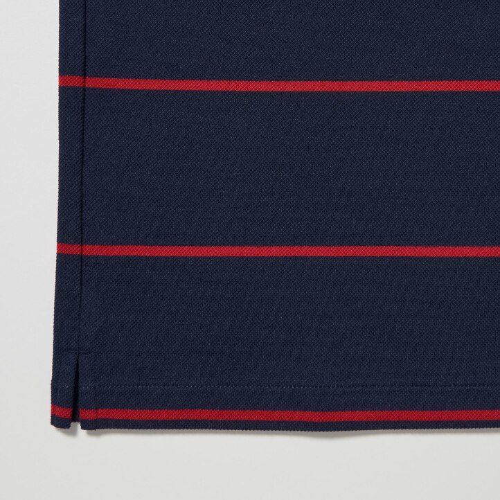 moška polo majica uniqlo dry pique s črtami bela