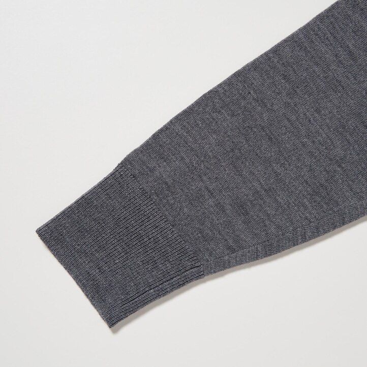 moška polo majica z rokavi uniqlo 100pc extra fine merino pletena v olivno rjavi barvi