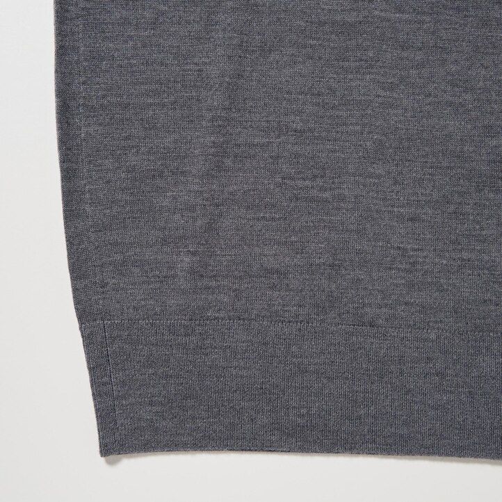 moška polo majica z rokavi uniqlo 100pc extra fine merino pletena v olivno rjavi barvi