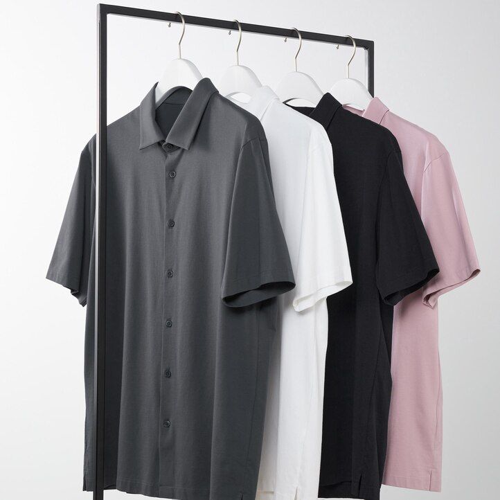 moška polo majica z odprtim ovratnikom uniqlo airism roza