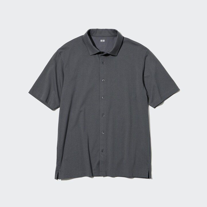 moška polo majica z odprtim ovratnikom uniqlo airism roza