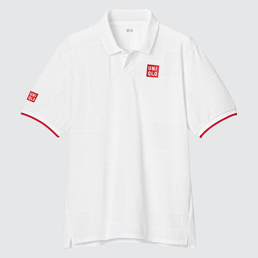 moška bela polo majica uniqlo kei nishikori london 2022 dry ex
