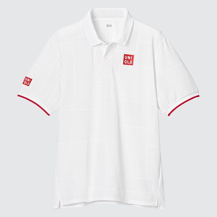 moška bela polo majica uniqlo kei nishikori london 2022 dry ex