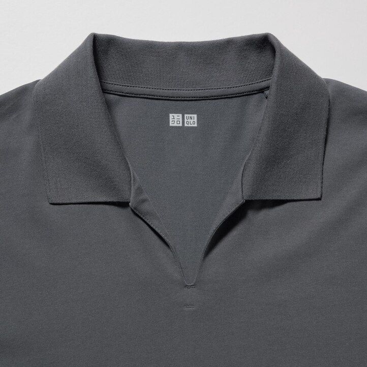 moška polo majica uniqlo airism skipper collar siva