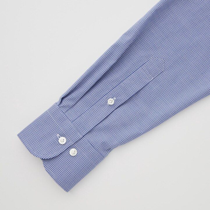 modre moške srajce uniqlo easyre stretch slim fit s pol-izrezanim ovratnikom