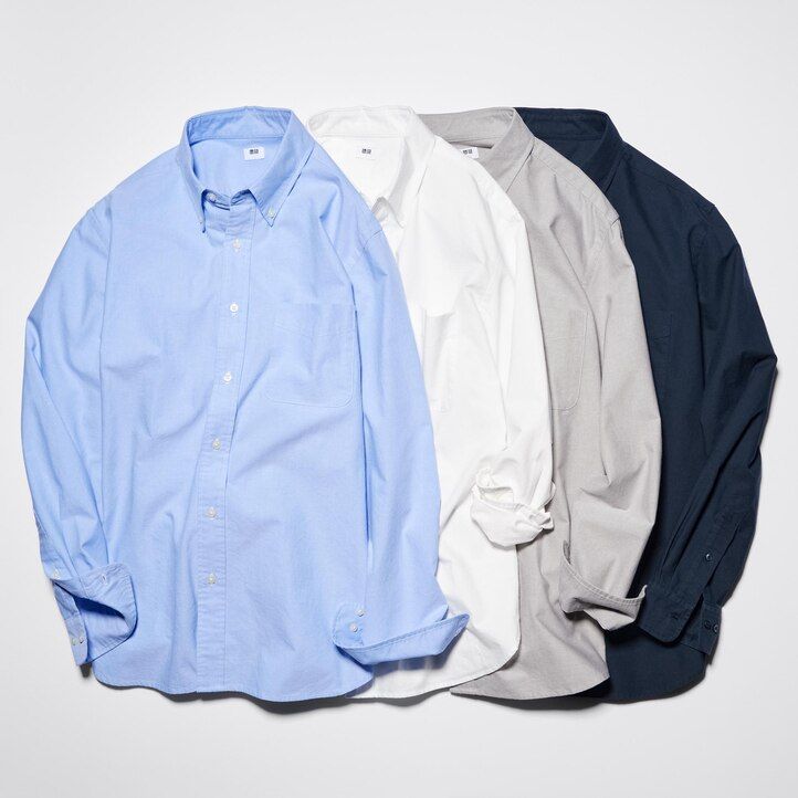 moške srajce uniqlo regular fit oxford z običajnim ovratnikom bele barve