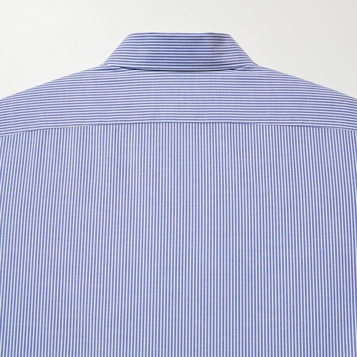modre moške srajce uniqlo easyre stretch slim fit s črtastim pol-izrezanim ovratnikom