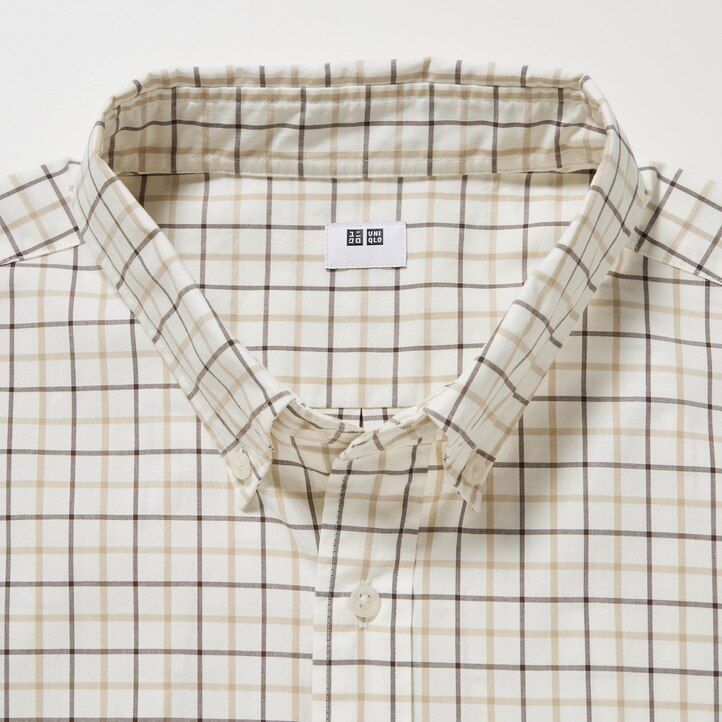 moške srajce uniqlo extra fine cotton broadcloth regular fit z ovratnikom in gumbi bele barve