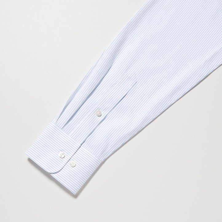 modre moške srajce uniqlo super non iron slim fit s črtastim ovratnikom