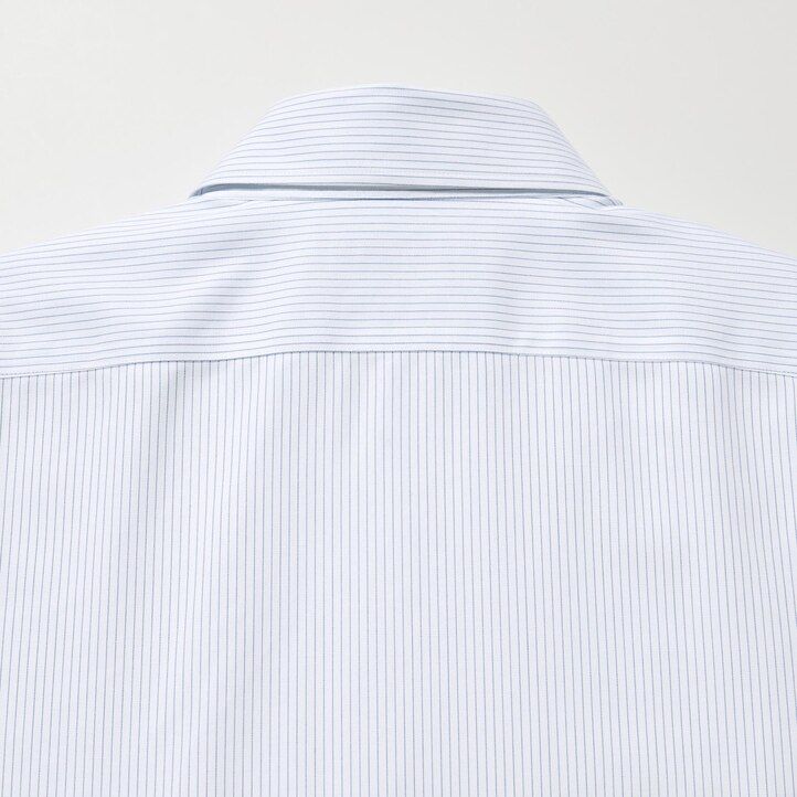 modre moške srajce uniqlo super non iron slim fit s črtastim ovratnikom