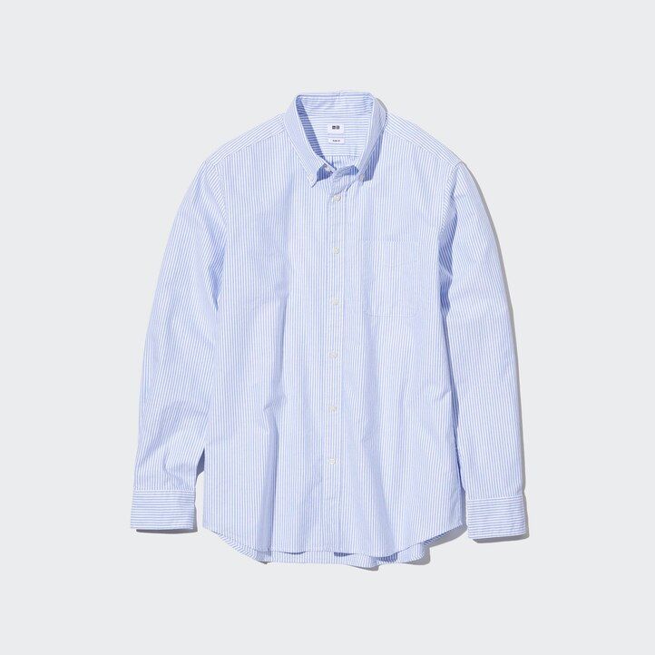 moške srajce uniqlo slim fit s črtastim vzorcem oxford zelene