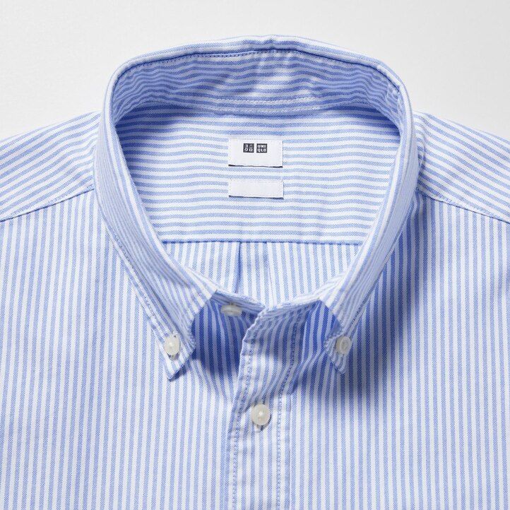 moške srajce uniqlo slim fit s črtastim vzorcem oxford zelene