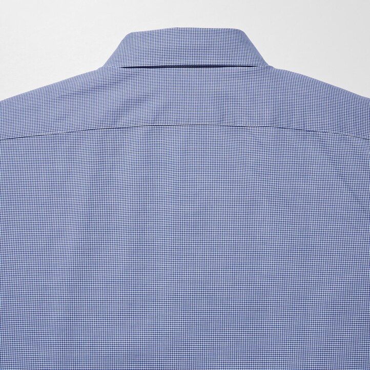 modra moška majica uniqlo easyre broadcloth stretch slim fit s pol izrezanim ovratnikom