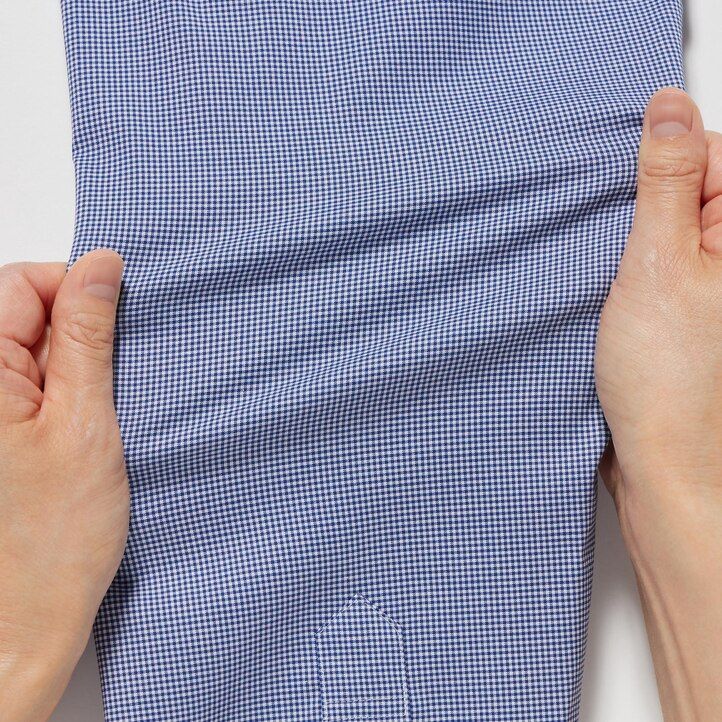 modra moška majica uniqlo easyre broadcloth stretch slim fit s pol izrezanim ovratnikom