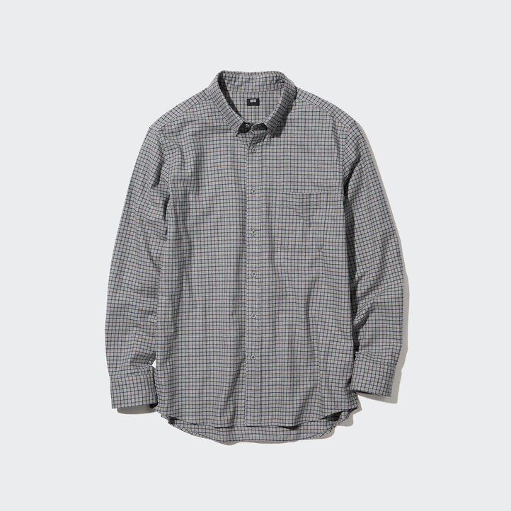 moške srajce uniqlo flanel regular fit z ovratnikom in gumbi bele barve