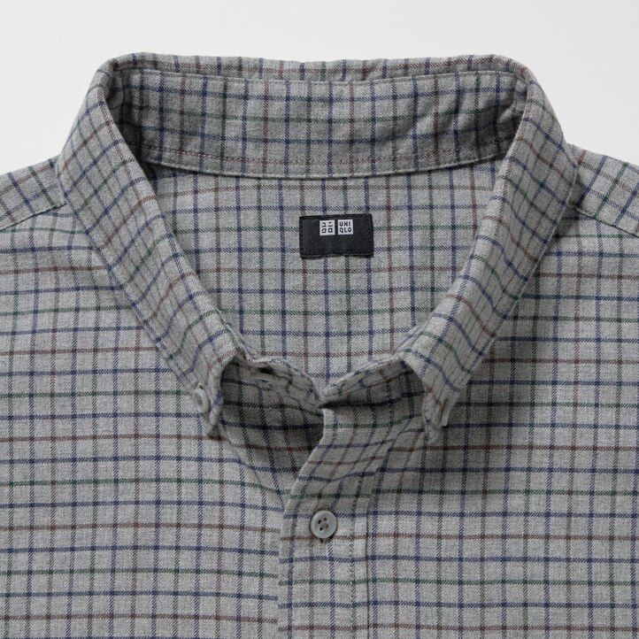moške srajce uniqlo flanel regular fit z ovratnikom in gumbi bele barve