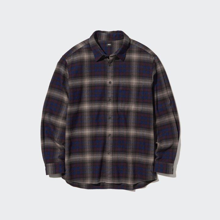 moške srajce uniqlo flannel regular fit s karirastim ovratnikom bordo