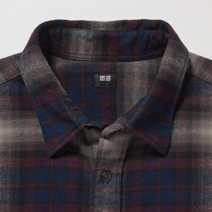 moške srajce uniqlo flannel regular fit s karirastim ovratnikom bordo