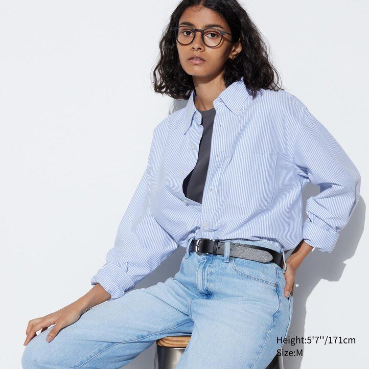 moške srajce uniqlo regular fit z oxfordskim ovratnikom v sivi barvi