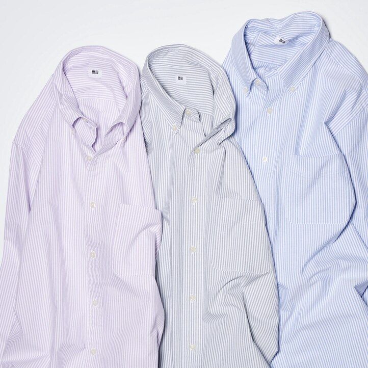 moške srajce uniqlo regular fit z oxfordskim ovratnikom v sivi barvi