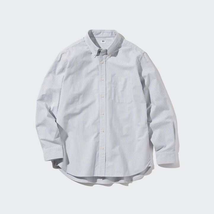 moške srajce uniqlo regular fit z oxfordskim ovratnikom v sivi barvi