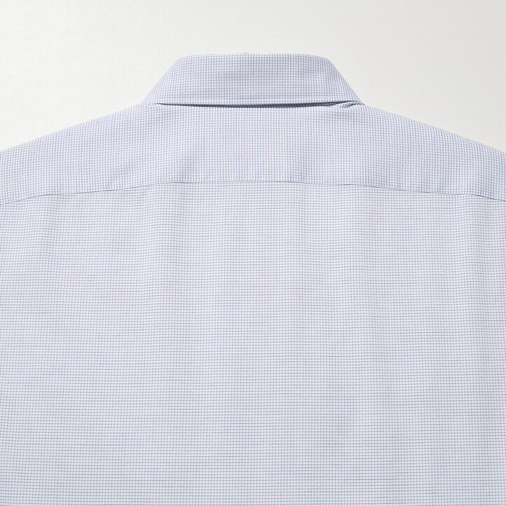 moške uniqlo easyre stretch slim fit kariraste srajce z delno izrezanim ovratnikom modre barve