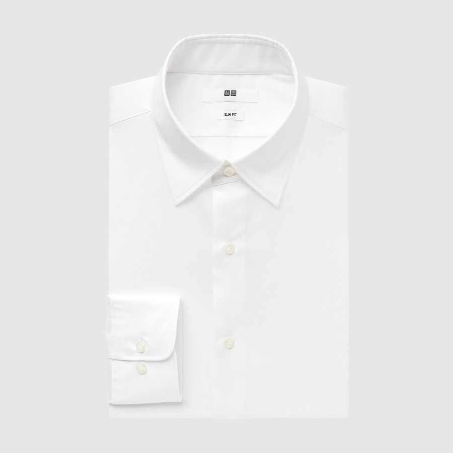 moška majica uniqlo easyre broadcloth stretch slim fit z običajnim ovratnikom bela