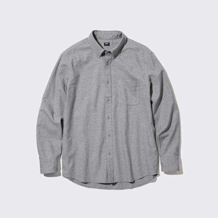 moške srajce uniqlo flannel regular fit z gumbi in ovratnikom bele barve