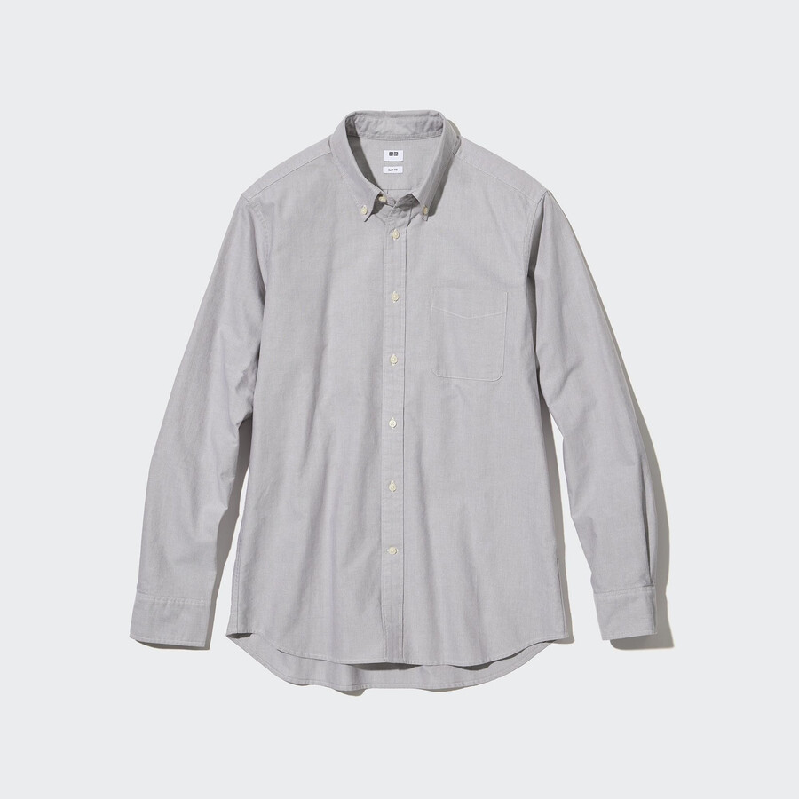 moške srajce uniqlo slim fit oxford sive barve