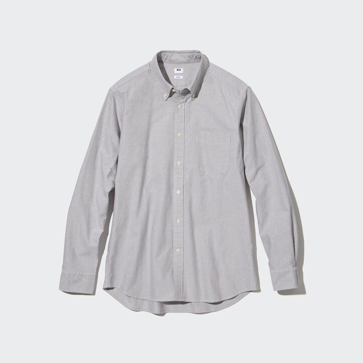 moške srajce uniqlo slim fit oxford sive barve