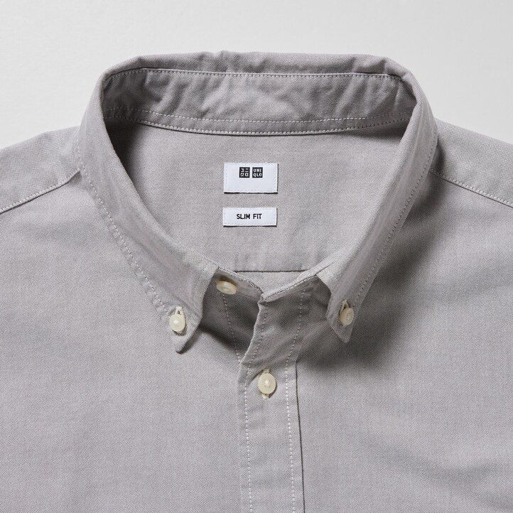 moške srajce uniqlo slim fit oxford sive barve