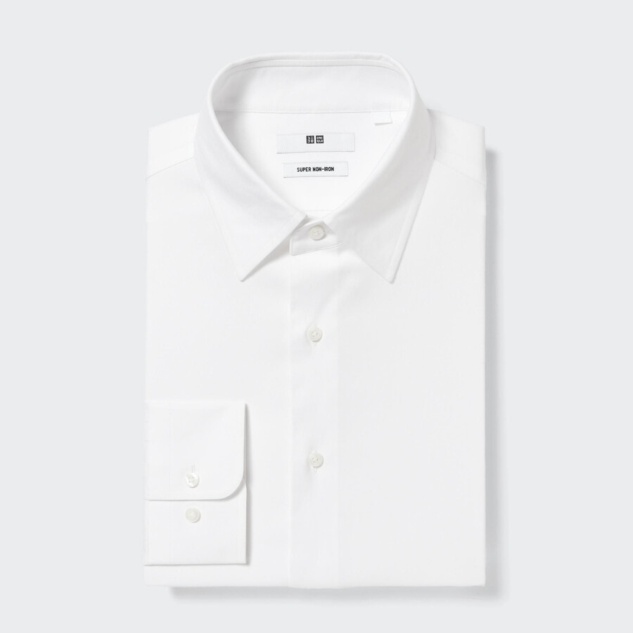 moška bela majica uniqlo super non iron regular fit s kratkimi rokavi z običajnim ovratnikom