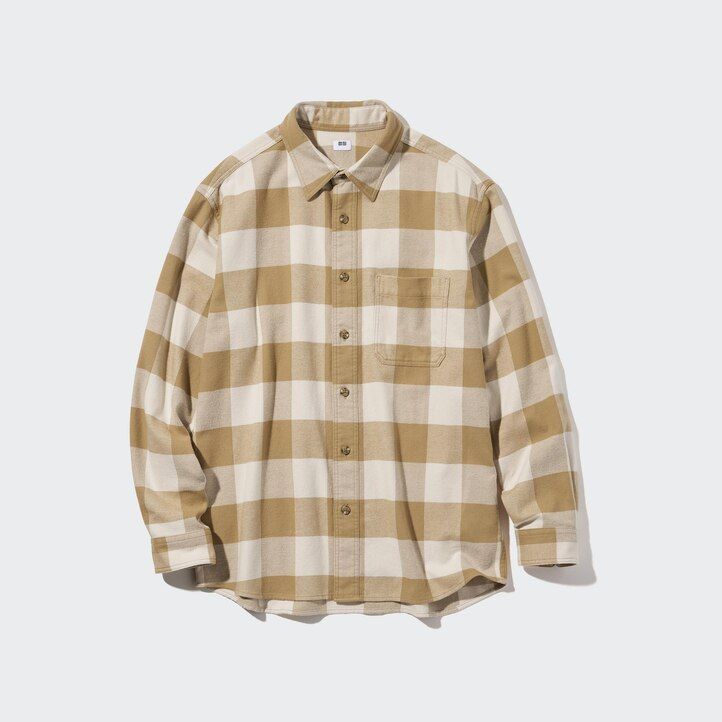 moške flanelaste kariraste srajce uniqlo bež barve