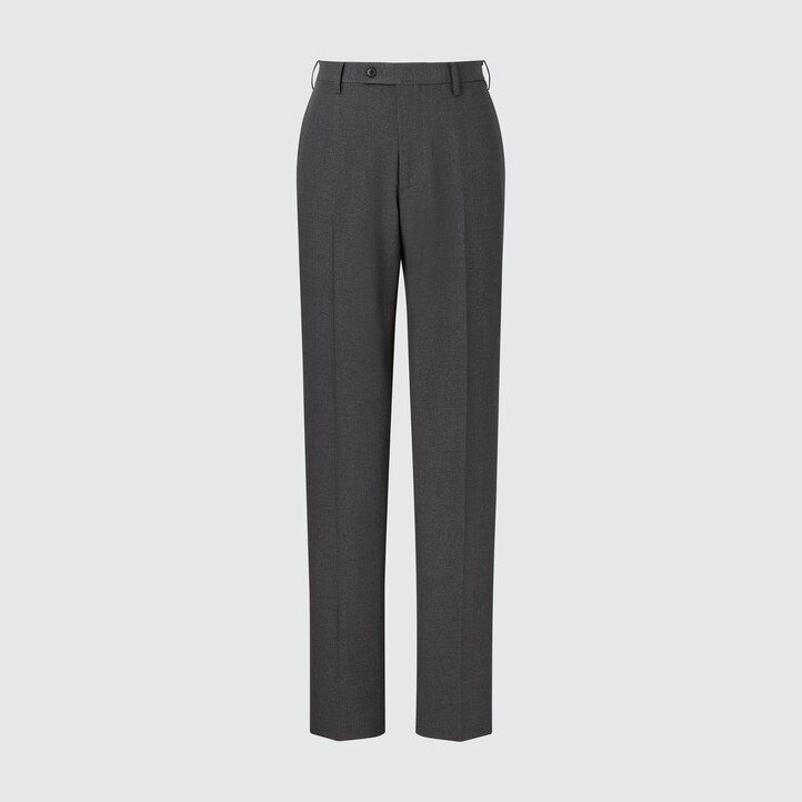 temno sive moške ultra lahke volnene obleke uniqlo airsense