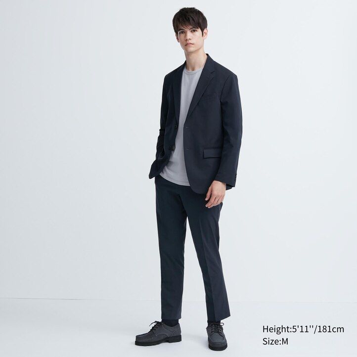 bež moške ultra lahke obleke uniqlo airsense