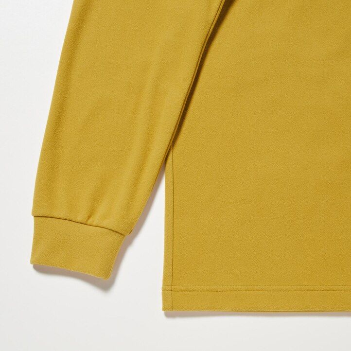 moške majice uniqlo fleece stretch z rokavi in polovično zadrgo črne
