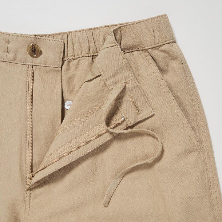 moške hlače uniqlo iz mešanice lana gorčične barve