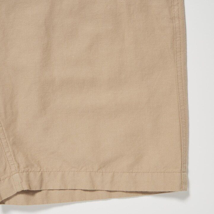 moške hlače uniqlo iz mešanice lana gorčične barve