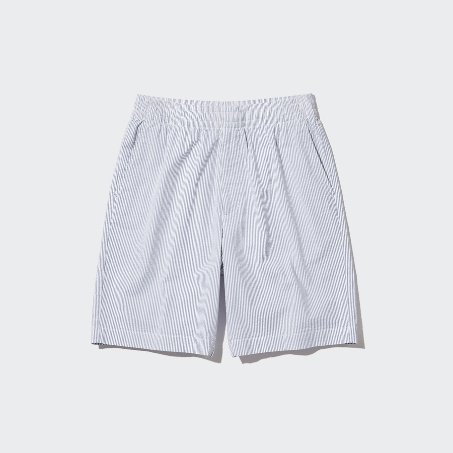moške hlače uniqlo dry stretch seersucker easys modre barve