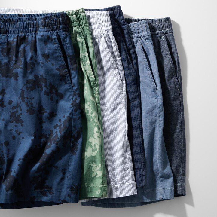moške hlače uniqlo dry stretch seersucker easys modre barve