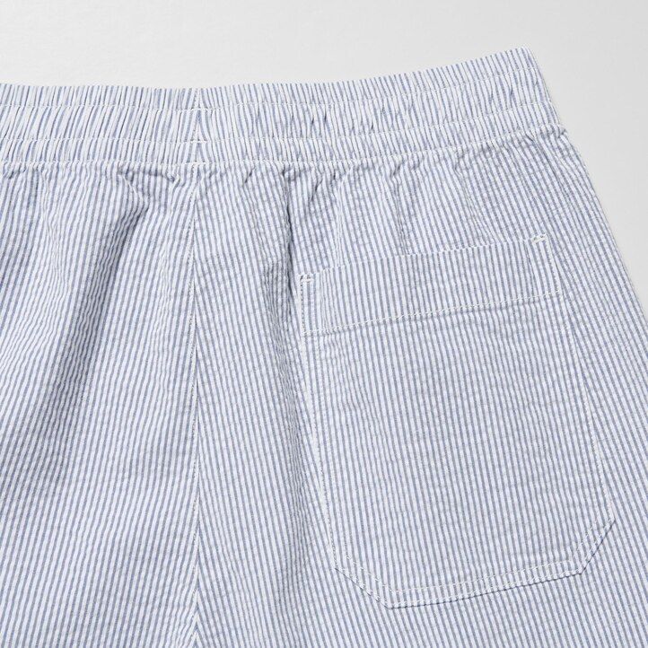 moške hlače uniqlo dry stretch seersucker easys modre barve