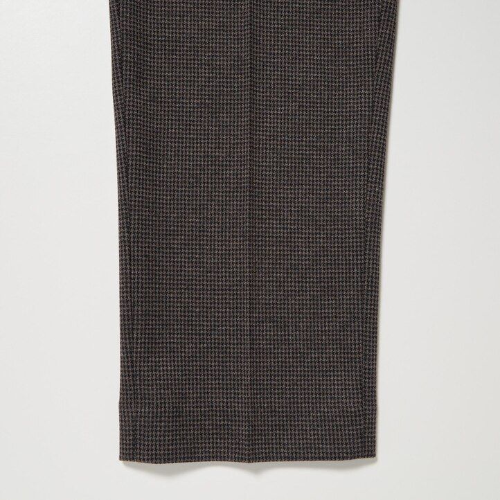 moške hlače uniqlo smart houndstooth do gležnjev temno rjave barve