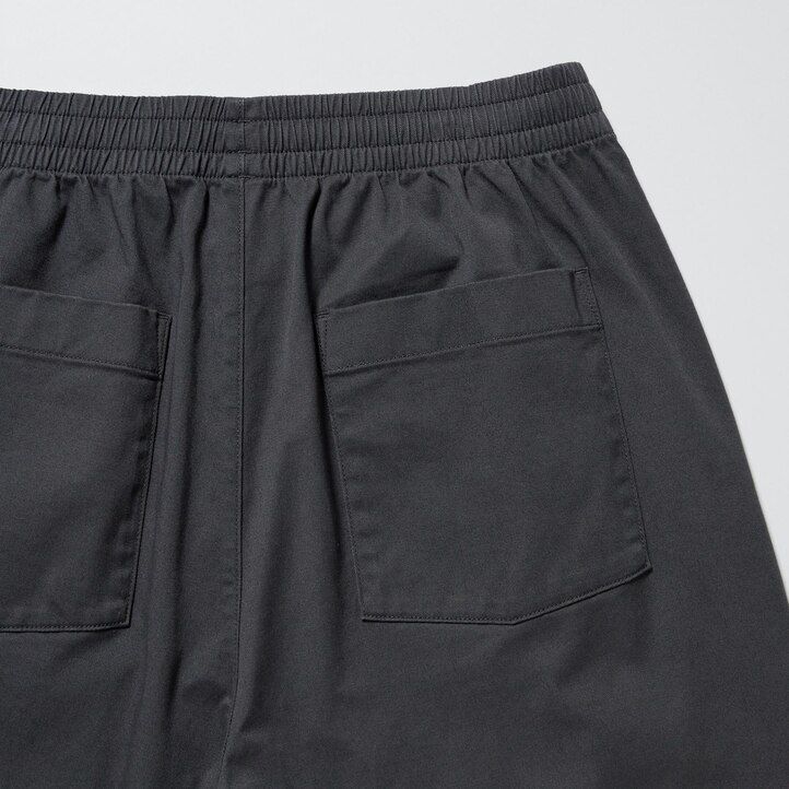 moške hlače uniqlo cotton relaxed fit do gležnjev temno sive