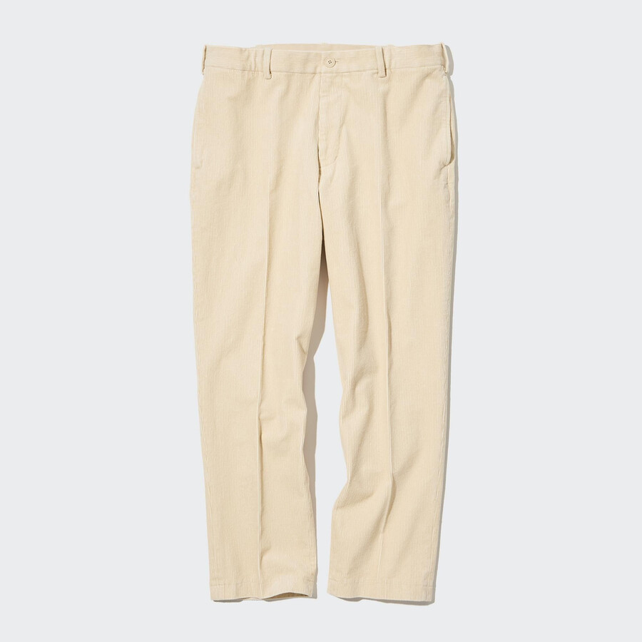 moške hlače uniqlo smart corduroy do gležnjev bež barve