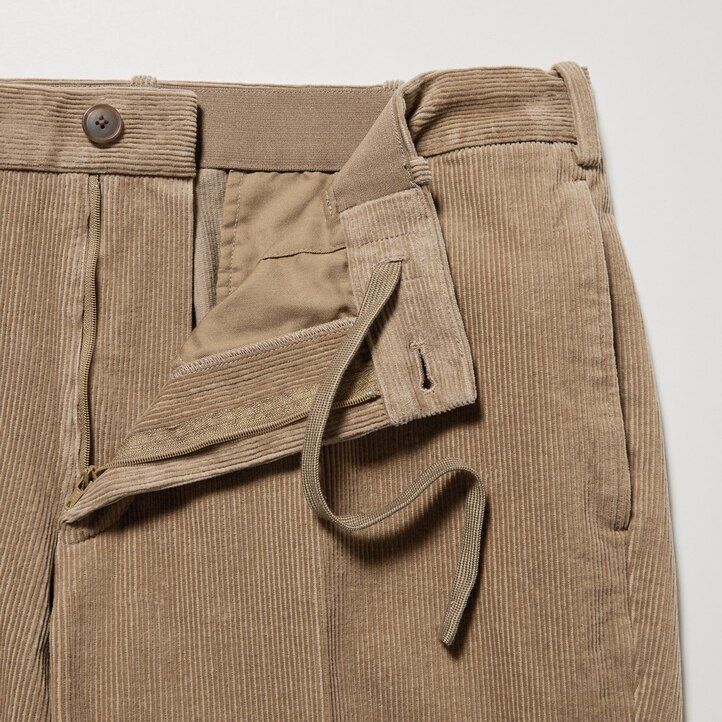 moške hlače uniqlo smart corduroy do gležnjev bež barve