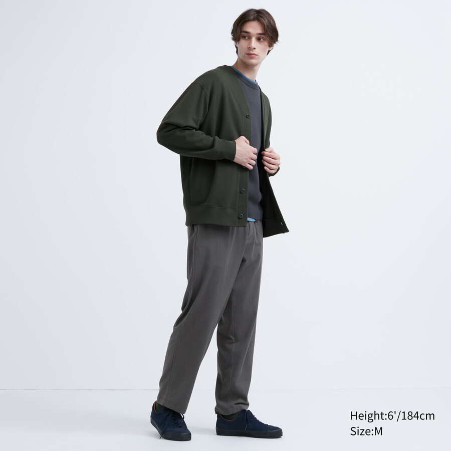 moške flanelaste hlače uniqlo easy do gležnjev sive