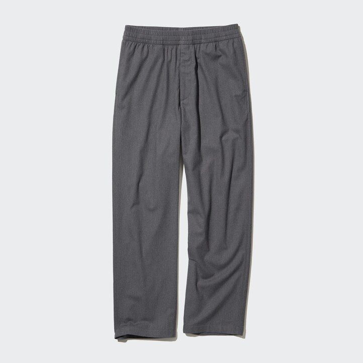 moške flanelaste hlače uniqlo easy do gležnjev sive